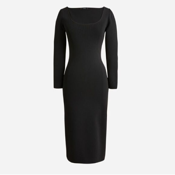 NWT! J. Crew black scoop neck long sleeve midi dress - Picture 1 of 11